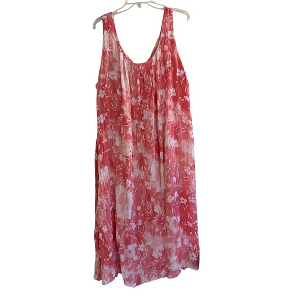 Woman Within Maxi Floral Sun Dress Coral White Sleeveless 3X - Picture 5 of 9